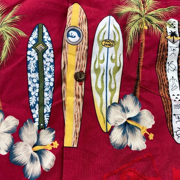 Vintage Winnie Fashion Hawaiian Shirt Men Extra Large XL Red Surf Boards Floral - Picture 4 of 12